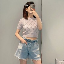 수입 봄 여름 가을 반팔 비즈 니트 연보라 언더붑 강민경 그물 케이블 출근룩 히피디피 커플룩 오피스 라운드넥 하객룩 꽈배기 가오리 44 베이비돌
