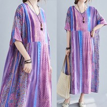 바바라옷장 빅사이즈핏 B-211308 린넨 롱 원피스/루즈핏/여름원피스/면/엄마옷