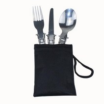 캠핑식기세트 캠핑냄비 캠핑코펠 휴대용 야외 스테인레스 요리 하이킹 포크 스푼 접이식, 1 set