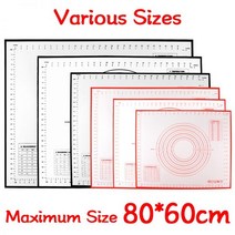 특대 807060cm 실리콘 베이킹 매트 롤링 반죽 과자 도구 크레페 피자 비 스틱 주방, 80x60cm, 빨간색