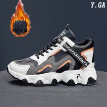 Y.GA 봄 가을 겨울 기모 여성 편안한 통굽 운동화 여자 패션 스니커즈 키높이 캐주얼 슈즈 굽높은 신발 미끄럼 방지 통기성이 좋다