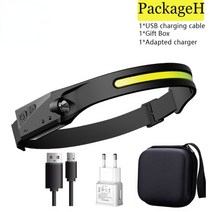 cob led 전조등 유도 내장 배터리 헤드 램프 손전등 usb 충전식 토치 5 조명 모드 야외 캠핑 조명, 꾸러미, 협력사, 1-에게