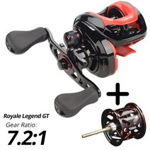 KastKing Royale Legend II GT Baitcasting Reel 7.2:1 5.4:1 기어비 릴 민물 알루미늄 스풀 8 KG 드래그 낚시 코일, 왼손, 협력사, 스풀이 있는 레드