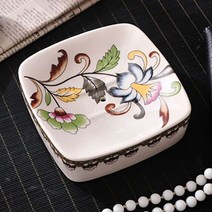 유럽 ​​세라믹 비누 홀더 도자기 사각 물빠짐 비누받침대, 큰 꽃줄기 받침