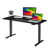 Yoogu 듀얼 모터 높이 조절 가능한 전기 스탠딩 데스크 139.2 x 61cm(55 x 24인치) 테이블 탑 홈 오피스 싯 스탠드 데스크 컴퓨터 워크스테이션 3 메모리 프리셋, Black Tabletop