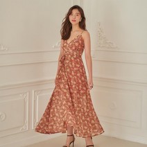 브릭 플라워 랩 원피스