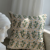 소파 쿠션 사각 거실 데이지 자수 인테리어 솜포함, 베개솜포함