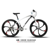 사이클링 도시 성인 산악 자전거 충격 흡수 가변 속도 24 26 인치 더블 디스크 브레이크 트레일, White 6 Knives_26 Inches | 21