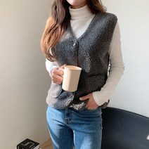[천삼백케이] [오슈] 봄 가을 여행룩 미니멀 데일리 포켓 양털 조끼