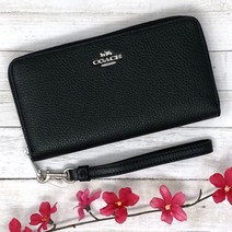 코치 롱 지퍼 주변 대형 페블 가죽 지갑 여러 가지 색 $268