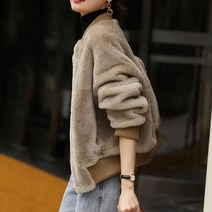 BEARANDPANDA 여성 스탠드넥 인조밍크 자켓 코트 겨울 JK-21