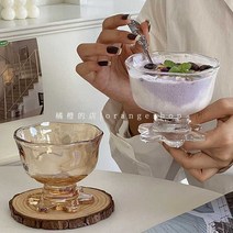 디저트 시리얼 요거트 아이스크림 컵 볼 컵 그릇 유리 꽃, 홀로그램디저트컵(230ml)