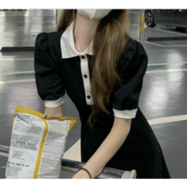 봄신상 여성 퍼프 원피스 목선이 예뻐보이는 카라 넥 귀여운 퍼프소매 슬림효과(44~66)