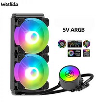 ARGB 마더 보드 싱크 에디션 레디 올인원 액체 냉각 시스템 AMD/인텔 용 240mm 고효율 라디에이터 CPU 쿨러 알루미늄 합금 쿨링, 240 5V ARPG