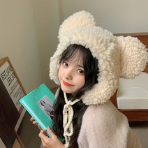 곰돌이 오토바이 자전거 스키 스노우 보드 헬멧 하이바 모자 털모자, 선택2, 브라운
