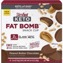 슬림패스트 키토 팻 밤 스낵 컵 피넛 버터 초콜릿 맛, 1개, 238g