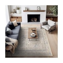 Ashler 보헤미안 러그 22 9 x 30 5cm(9 12인치) 빈티지 러그 넓은 러그 거실 침실 주방 식당 베이지 홈 데코 미끄럼 방지 및 세탁기 세탁 가능한 러그 카펫 장식, 9 x 12 ft, I-베이지