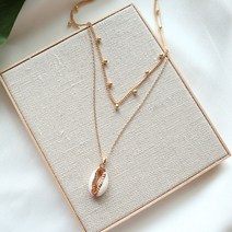 코코블링 아이보리 조개 레이어드 목걸이