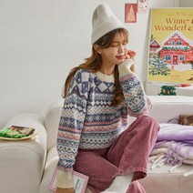 [나크21] (55~77) 노르딕 패턴 모헤어 니트 DM24-T-64