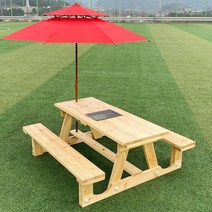 튼튼테이블 바베큐야외테이블사이즈색상선택 정원 불판테이블 김건모테이블, 04. 8인 개방형 바베큐테이블 월넛도색