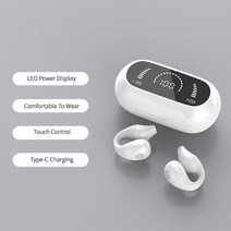 QCY 케이스 ear clip air 전도성 이어폰 5.2 블루투스 디지털 디스플레이 터치 무선 헤드셋 스포츠 소음 제거 헤드셋 xiaomi, [02] White