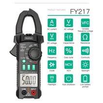 누설전류계 누설 전류계 디지털 클램프 미터 600A AC 전류 AC/DC 전압 True RMS 자동 범위 VFD 커패시턴스, 01 FY217