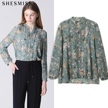 쉬즈미스 플로럴 핀턱 노치넥 블라우스_SWWBLL11040