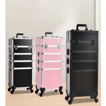 메이크업캐리어 대용량 출장 연예인 화장대 헤어 소품 파우치, 3단 블랙+실버