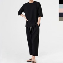 JKC 835_836_SET 남자엠보7부반팔핀턱팬츠세트
