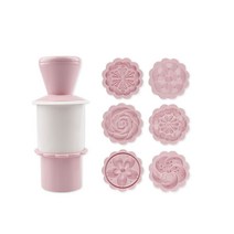 포베이크 핑크 원형 입체 일체형 스탬프 + 월병틀 6개입 세트 50g, 1개