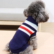 포근한 애견 목폴라 니트 스웨터 고양이 강아지 WI055DG, 네이비 줄무늬