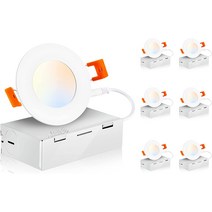 CLOUDY BAY 7.6cm(3인치) 5가지 색상 초박형 LED 매입형 조명 정션 박스 포함 IC 등급 120V 9W CRI90+, 한개옵션1, 한개옵션0