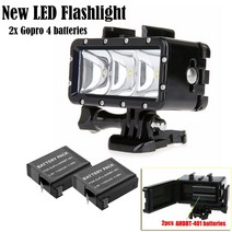 다이빙 라이트 수중 랜턴 방수 Go Pro Led 플래시 램프 2x Hero4 배터리 GoPro Hero 7 6/5 3 4S yi 4K SJCAM 액션 카메라 용