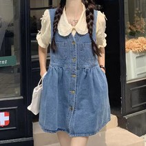 메이킹유 민소매원피스 데님 청원피스 단추 8002콜리멜빵원피스