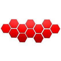 인테리어전신거울 12 개/대 3D 거울 벽 스티커 홈 Decor 육각 아크릴 Mirror DIY 벽화 이동식 방 데칼보다 reballing bga Art 장식, 빨간, 100x85x50mm, 빨간