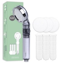 아토젯 온오프 필터 샤워기 블랙 본품+헤드필터3P+바디필터3P, 1세트