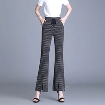 쁘띠꼬모 체크 부츠컷 슬랙스 슬림 밑단 커팅 플레어 팬츠 9부 캐주얼 바지 여성 AMH112082