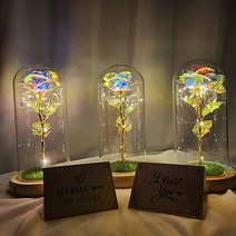 홀로그램 장미 무드등 3색 개업 화환 화분 여친 여자친구 100일 선물 와이프 아내 생일 결혼기념일 선물 꽃 특이한 led 무드등 생일 선물 센스있는 집들이 선물 인테리어 소품, 단색