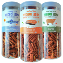 원데이트릿 강아지간식 져키 영양제 소고기 한우 황태 연어 500g 대용량 노즈워크 영양간식 원데이원테블렛, 연어1통 + 황태1통