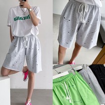 n6 페인팅워싱반바지 빈티지 와이드 트레이닝 츄리닝 미니쮸리 팬츠