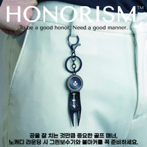 HONORISM 올인원 키링 스타일 디봇 수리기 (골프 볼마커 + 골프 볼라이너 + 피치마크 수리기) 디봇 포크, 블랙