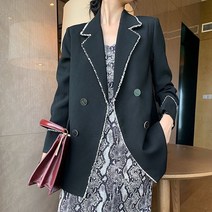 Momolatti 여성용 오버핏 복고 세련된 봄 가을 정장 자켓