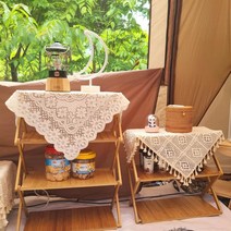 식탁보 협탁보 책상보 손뜨개 레이스 원형 러너 테이블보 다용도 레이스천 쇼파 밥솥 덮개, 90x90