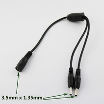 1pcs 3.5mm x 1.35mm 암-듀얼 수 DC 전원 분배기 어댑터 코드 케이블 CCTV 30cm, 01 1ft_01 Black