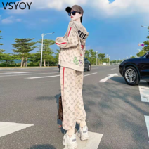 vsyoy Wei Yi Suit 여성 2022 년 봄과 가을 뉴 프라이드 스트리트 넷 레드 브랜드 스포츠웨어 레저 러닝 투피스 세트