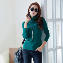 데이홀릭 여성용 겨울 베이직 폴라 하이넥 기모 무지 긴팔 티셔츠