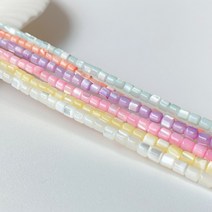 [DB4-024] 자개 원통 (1줄) 비즈 팔찌 목걸이만들기 DIY 재료, 오렌지