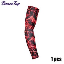 팔씨름 손목 핀치그립 악력기 팔씨름잘하기 BraceTop-압축 스포츠 팔 슬리브 농구 사이클링 워머 러닝 테니스 UV 자외선 차단 배구 밴드 남성용 1 개, [02] L, [02] 1 PC Lightning Red