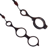 휴대용 접이식 패션 돋보기 목걸이 고급형 확대경 케이스포함 2개입, CHRN002 C2 다크브라운