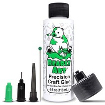 Bearly Art Precision Craft Glue - 오리지널 - 4fl oz - 팁 키트 포함 - 투명 건조 - 금속 팁 - 주름 방지 - 유연하고 균열 방지 - 강력한 접착력 - Made in US, 단일